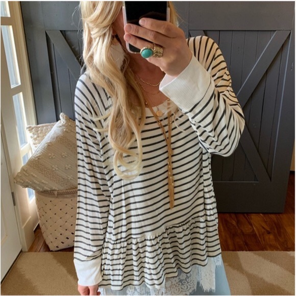 Figleaffashion Tops - LS Stripe Blouse